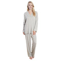 OLIVIA ROCCO Womens Grey Pyjama Set Soft Touch Long Sleeve Button Up Top Super Soft Cosy Home Loungewear - Joe’s Haven