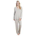 OLIVIA ROCCO Womens Grey Pyjama Set Soft Touch Long Sleeve Button Up Top Super Soft Cosy Home Loungewear - Joe’s Haven