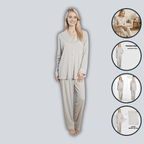 OLIVIA ROCCO Womens Grey Pyjama Set Soft Touch Long Sleeve Button Up Top Super Soft Cosy Home Loungewear - Joe’s Haven