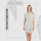 OLIVIA ROCCO Womens Grey Short Pyjama Set Button Up Top and Shorts with Pockets Cosy Easy - Care Nightwear Set - Joe’s Haven