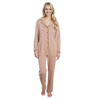 OLIVIA ROCCO Women's Pyjama Set Natural Soft Touch Long Sleeve Button - Up Top and Bottoms - Joe’s Haven