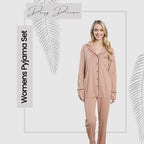 OLIVIA ROCCO Women's Pyjama Set Natural Soft Touch Long Sleeve Button - Up Top and Bottoms - Joe’s Haven