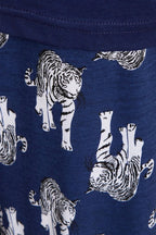 OLIVIA ROCCO Navy Tiger Print Pyjama Set For Women 100% Soft Cotton Relaxed Fit Nightwear - Joe’s Haven