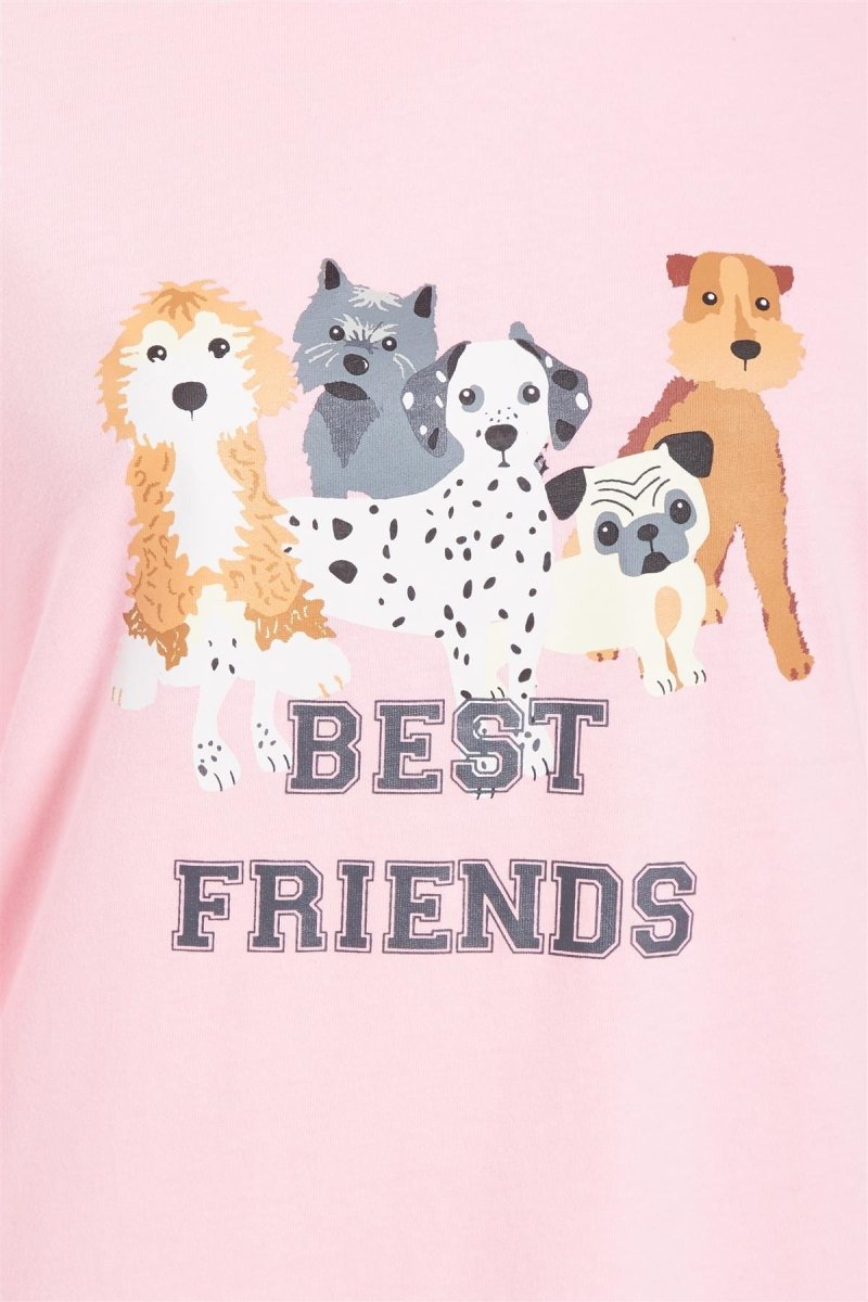 OLIVIA ROCCO Pyjama Set Pink Dog Print Jersey Cotton Long Sleeve Sleepwear Womens - Joe’s Haven