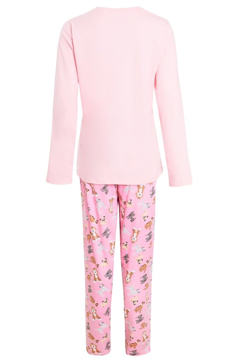 OLIVIA ROCCO Pyjama Set Pink Dog Print Jersey Cotton Long Sleeve Sleepwear Womens - Joe’s Haven
