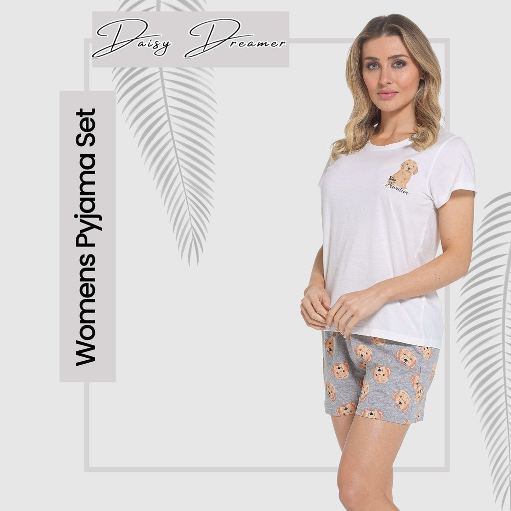 OLIVIA ROCCO Women Cockapoo Pyjama Set T Shirt And Shorts Soft Cotton Loungewear - Joe’s Haven