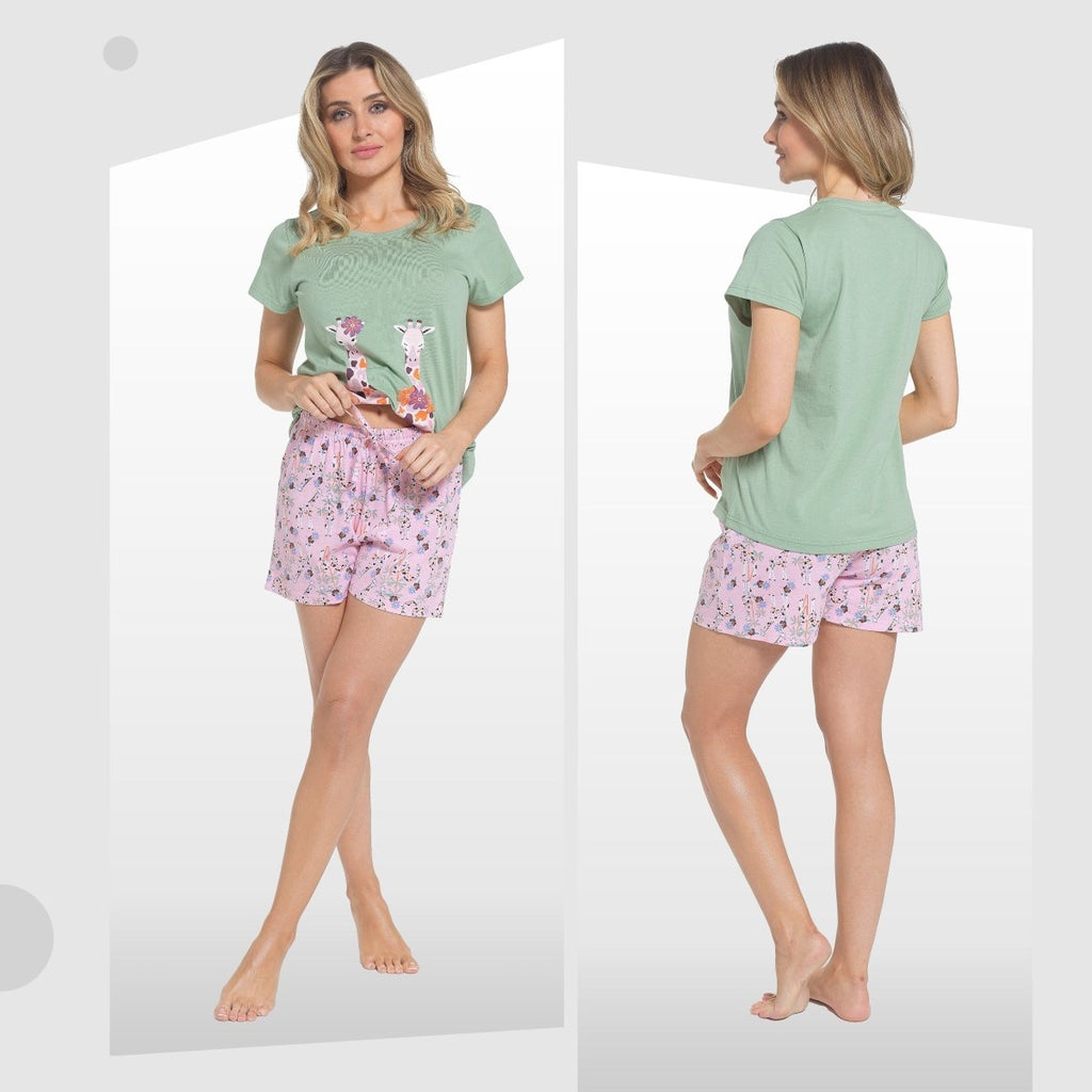OLIVIA ROCCO Giraffe Pyjama Set for Women T Shirt and Shorts Soft Cotton Loungewear - Joe’s Haven