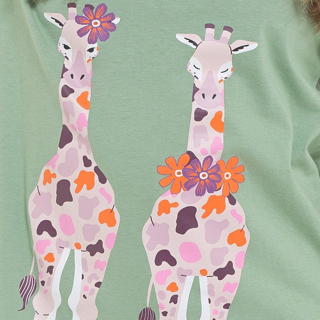 OLIVIA ROCCO Women's Giraffe Print Cotton Jersey Long Sleeve Pyjama Set Soft Sleepwear - Joe’s Haven