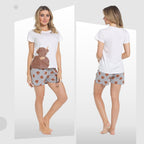 OLIVIA ROCCO Women's Highland Cow Pyjama Set T Shirt And Shorts PJs Soft Cotton Easy - Care Super Soft Sleep Set - Joe’s Haven