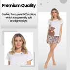 OLIVIA ROCCO Women's Highland Cow Pyjama Set T Shirt And Shorts PJs Soft Cotton Easy - Care Super Soft Sleep Set - Joe’s Haven