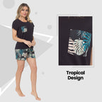 OLIVIA ROCCO Women's Tropical Pyjama Set T Shirt And Shorts PJs Soft Breathable Cotton Cosy Easy - Care Nightwear Set - Joe’s Haven