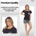 OLIVIA ROCCO Women's Tropical Pyjama Set T Shirt And Shorts PJs Soft Breathable Cotton Cosy Easy - Care Nightwear Set - Joe’s Haven
