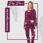 OLIVIA ROCCO Womens Cat And Dog Print Fleece Pyjama Set Long Sleeve Animal Print - Joe’s Haven