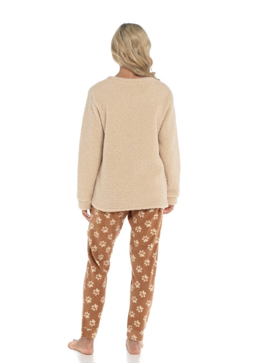 OLIVIA ROCCO Women's Fleece Pyjama Set Dog Snuggle Design Long Sleeve Top Patterned - Joe’s Haven