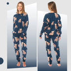 OLIVIA ROCCO Women's Fleece Pyjama Set Highland Cow Print Long Sleeve Soft Warm Sleepwear - Joe’s Haven