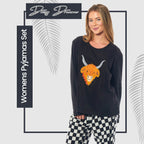 OLIVIA ROCCO Womens Thermal Fleece Pyjamas Set Highland Cow Animal Print Winter Super Soft Cosy Home Loungewear - Joe’s Haven