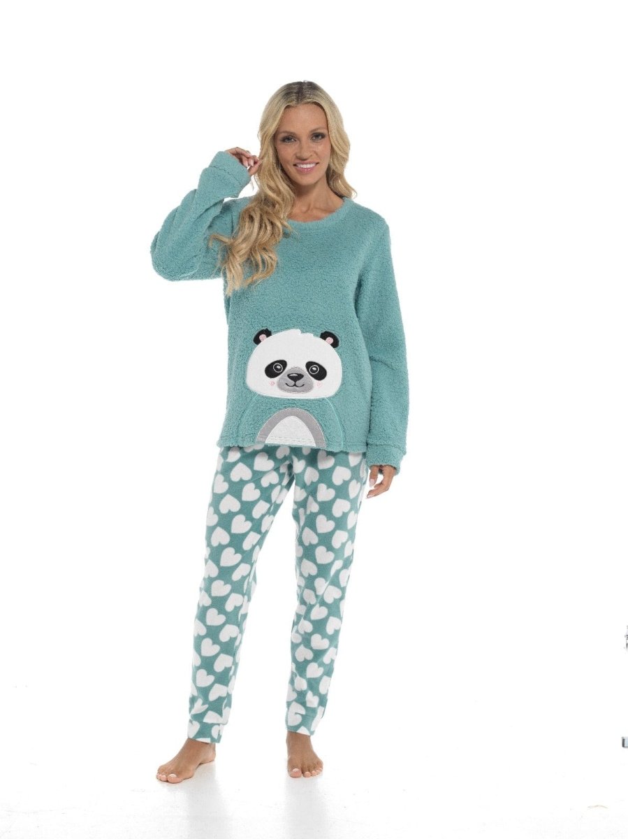 OLIVIA ROCCO Panda Snuggle Fleece Pyjama Set Women With Printed Pants Easy Care Fabric - Joe’s Haven