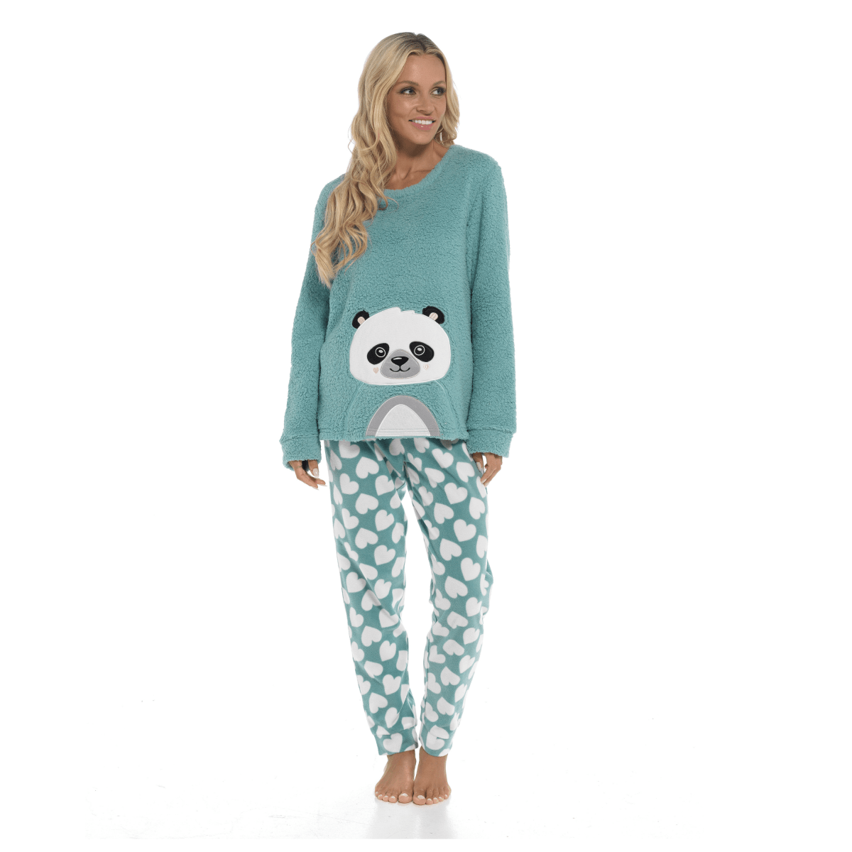 OLIVIA ROCCO Panda Snuggle Fleece Pyjama Set Women With Printed Pants Easy Care Fabric - Joe’s Haven