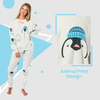 OLIVIA ROCCO Womens Soft Fleece Pyjama Set With Long Sleeve Penguins And Polar Bears - Joe’s Haven