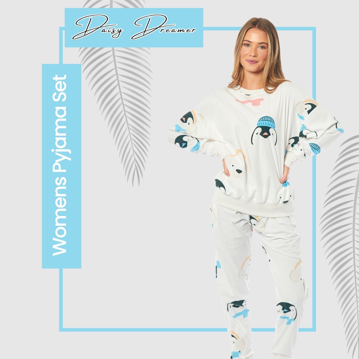 OLIVIA ROCCO Womens Soft Fleece Pyjama Set With Long Sleeve Penguins And Polar Bears - Joe’s Haven