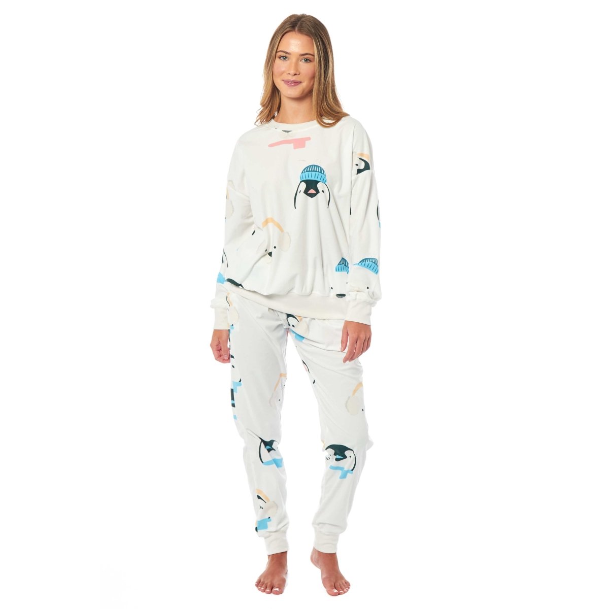 OLIVIA ROCCO Womens Soft Fleece Pyjama Set With Long Sleeve Penguins And Polar Bears - Joe’s Haven