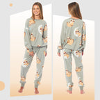 OLIVIA ROCCO Women's Sloth Soft Fleece Pyjama Set Long Sleeve Animal Print Warm Sleepwear - Joe’s Haven