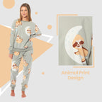 OLIVIA ROCCO Women's Sloth Soft Fleece Pyjama Set Long Sleeve Animal Print Warm Sleepwear - Joe’s Haven