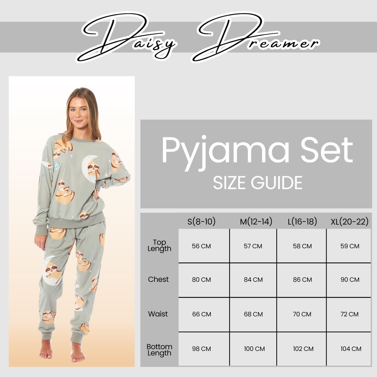 OLIVIA ROCCO Women's Sloth Soft Fleece Pyjama Set Long Sleeve Animal Print Warm Sleepwear - Joe’s Haven
