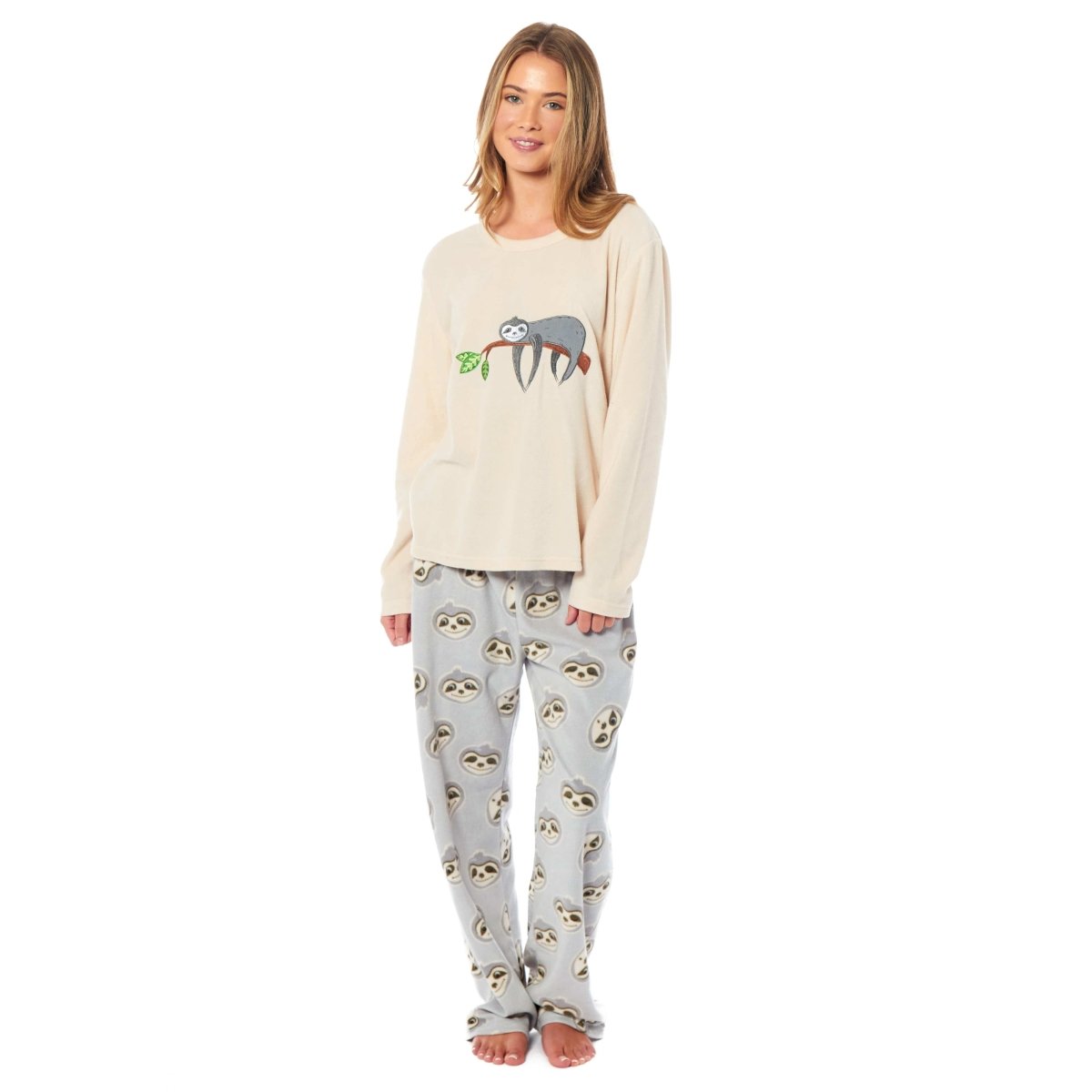 OLIVIA ROCCO Women's Thermal Fleece Pyjamas Set Sloth Animal Print Winter Easy - Care Super Soft Sleep Set - Joe’s Haven