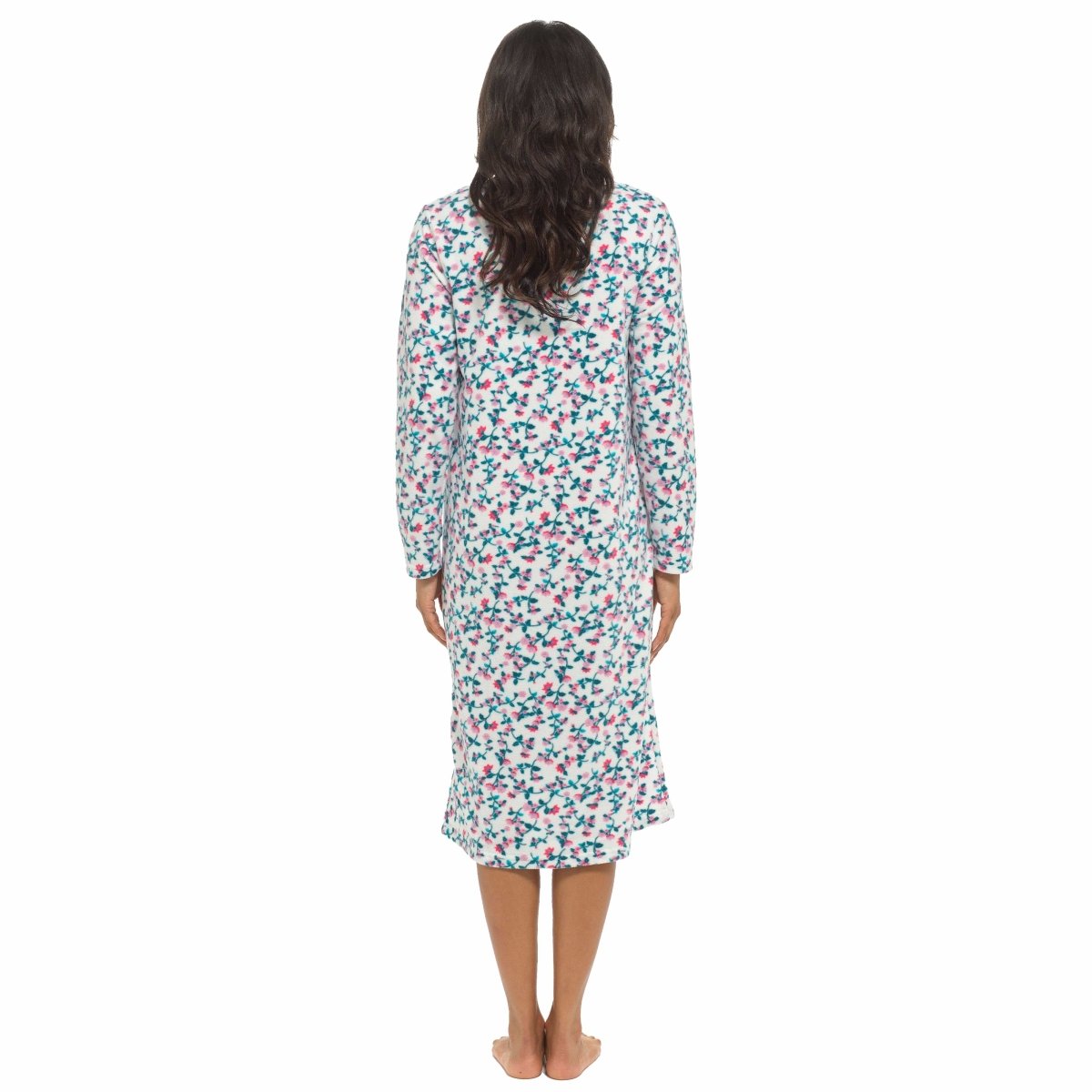 OLIVIA ROCCO Womens Fleece Nightdress Long Sleeve Floral Print Sleepwear Cosy Winter - Joe’s Haven