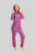 OLIVIA ROCCO Women's Pink Fleece Hooded All In One Onezee Pyjama Set With Horse Print - Joe’s Haven