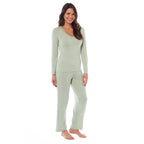 OLIVIA ROCCO Ladies Long Sleeve Pyjama Set Ultra Soft Viscose Spandex Black Green Cosy Easy - Care Nightwear Set - Joe’s Haven