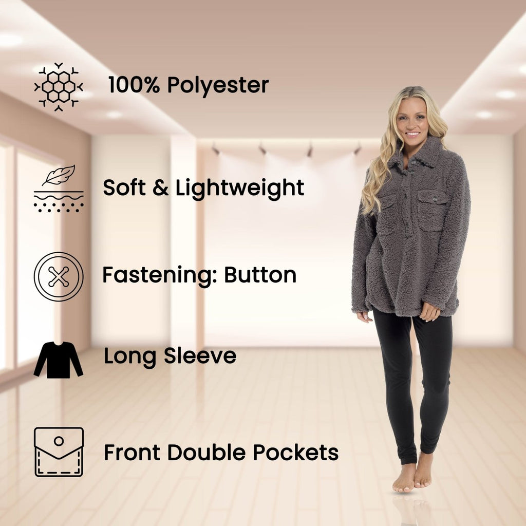 OLIVIA ROCCO Womens Sherpa Top And Leggings Lounge Set With Double Pockets Long Sleeve - Joe’s Haven