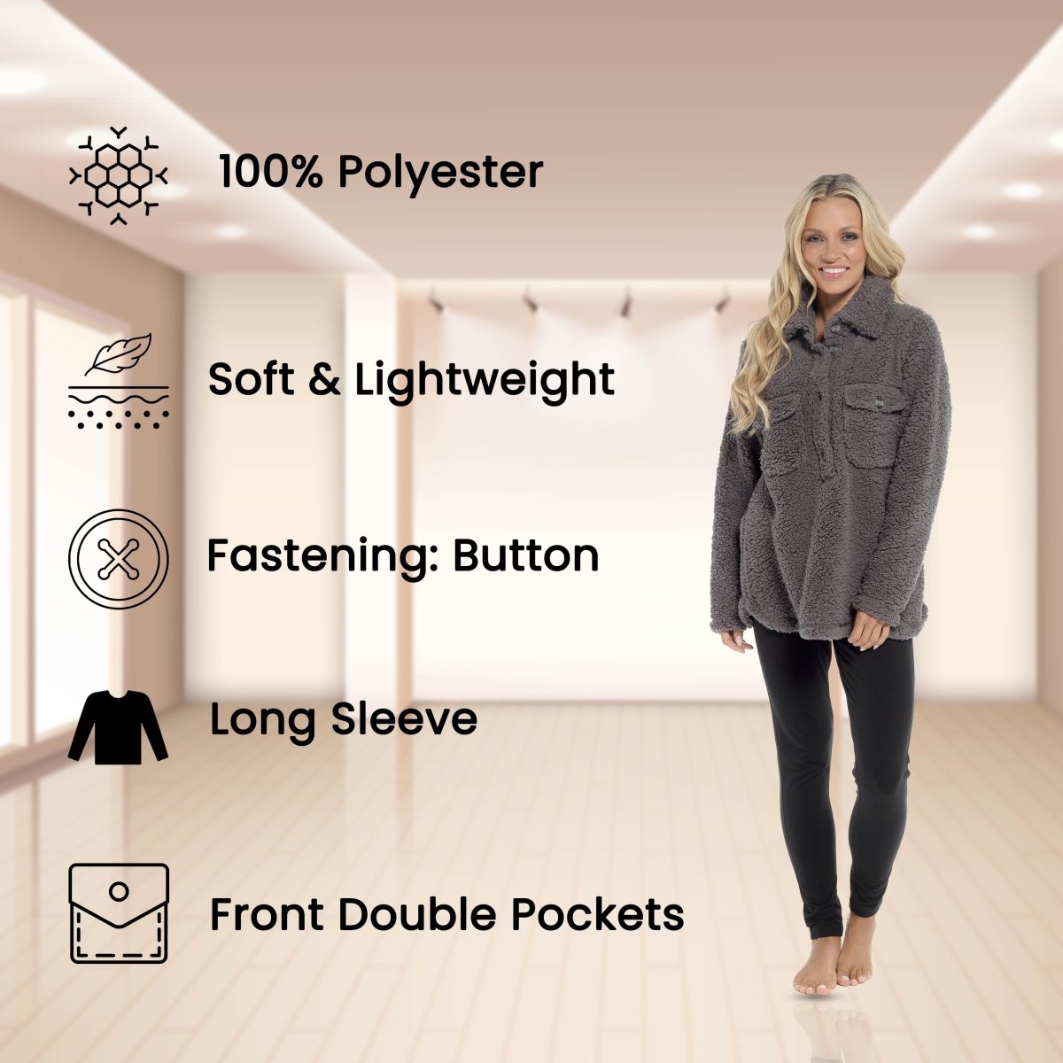 OLIVIA ROCCO Womens Sherpa Top And Leggings Lounge Set With Double Pockets Long Sleeve - Joe’s Haven