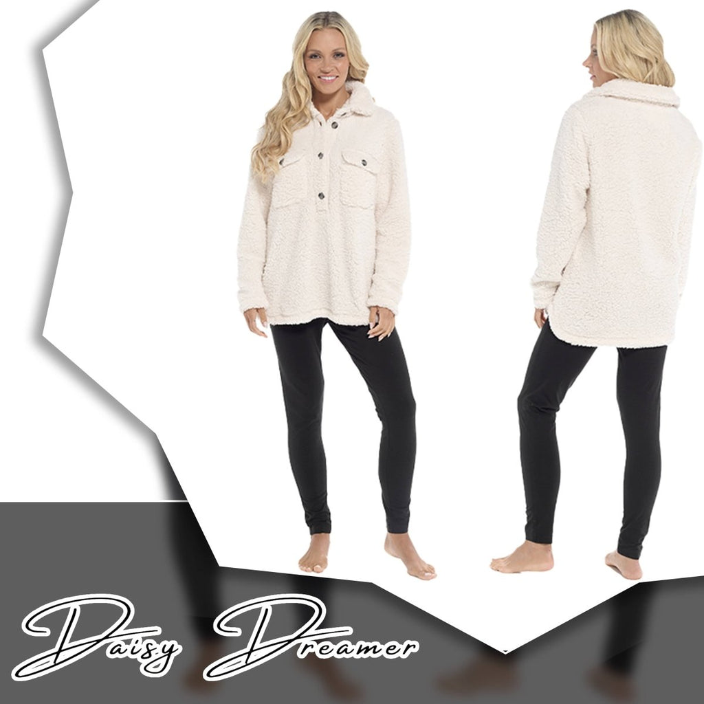 OLIVIA ROCCO Womens Sherpa Top And Leggings Lounge Set With Double Pockets Long Sleeve - Joe’s Haven