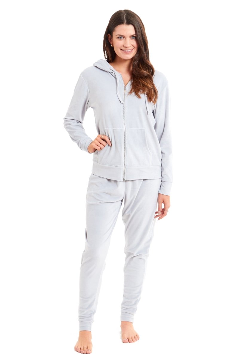 OLIVIA ROCCO Womens Hooded Velour Lounge Set With Zipped Top And Elasticated Waistband - Joe’s Haven