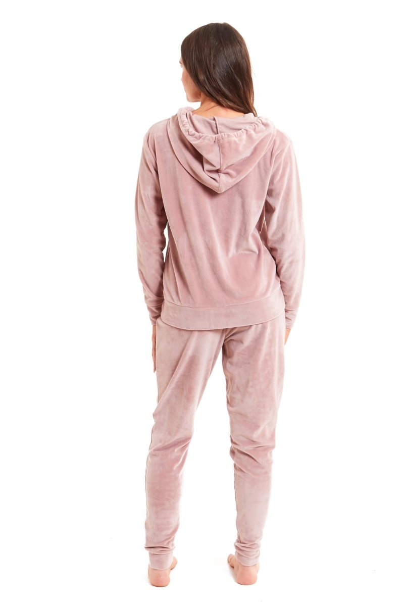 OLIVIA ROCCO Womens Hooded Velour Lounge Set With Zipped Top And Elasticated Waistband - Joe’s Haven