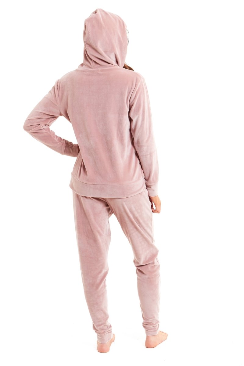 OLIVIA ROCCO Womens Hooded Velour Lounge Set With Zipped Top And Elasticated Waistband - Joe’s Haven