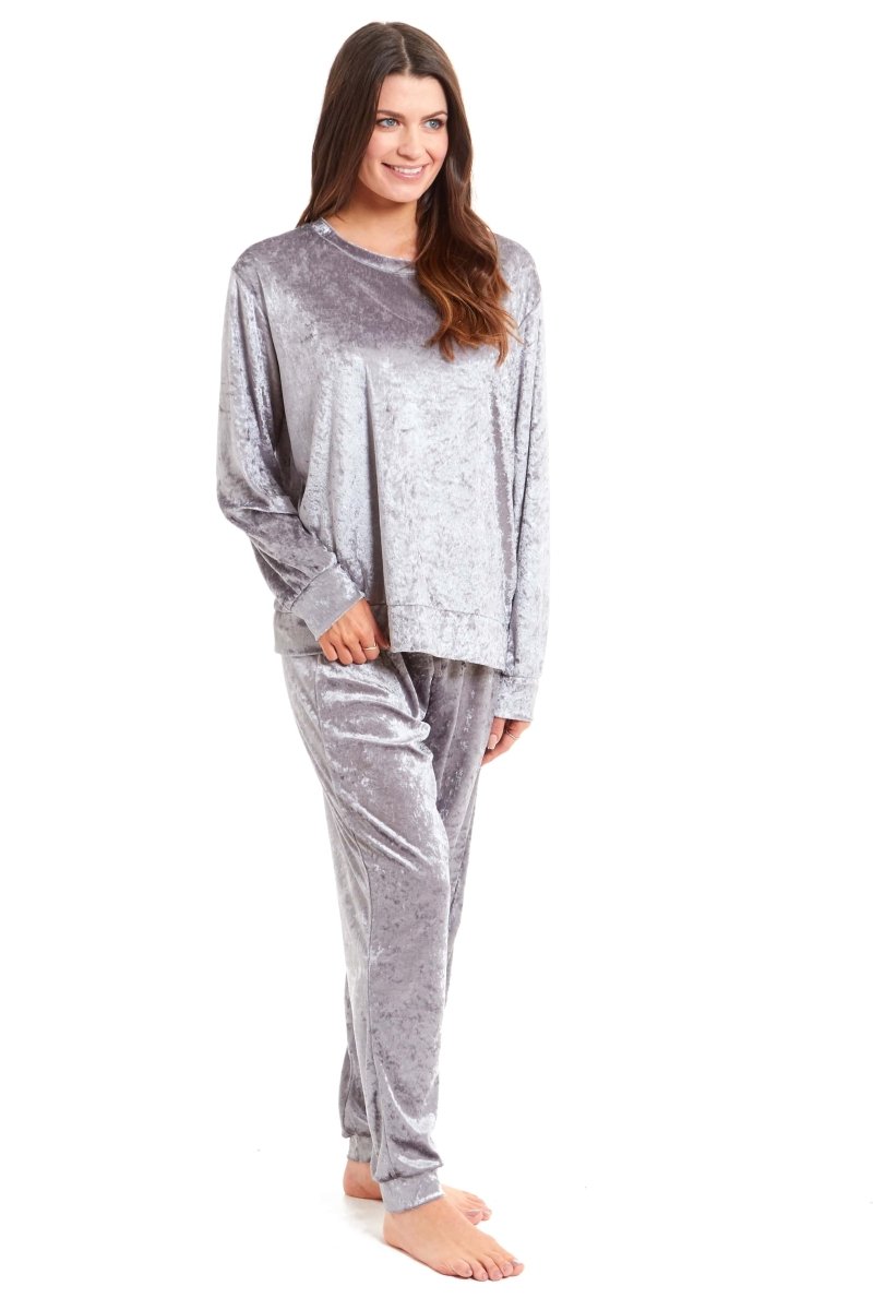 OLIVIA ROCCO Women's Crushed Velvet Pyjama Set Top And Pants Soft Loungewear In Multiple - Joe’s Haven