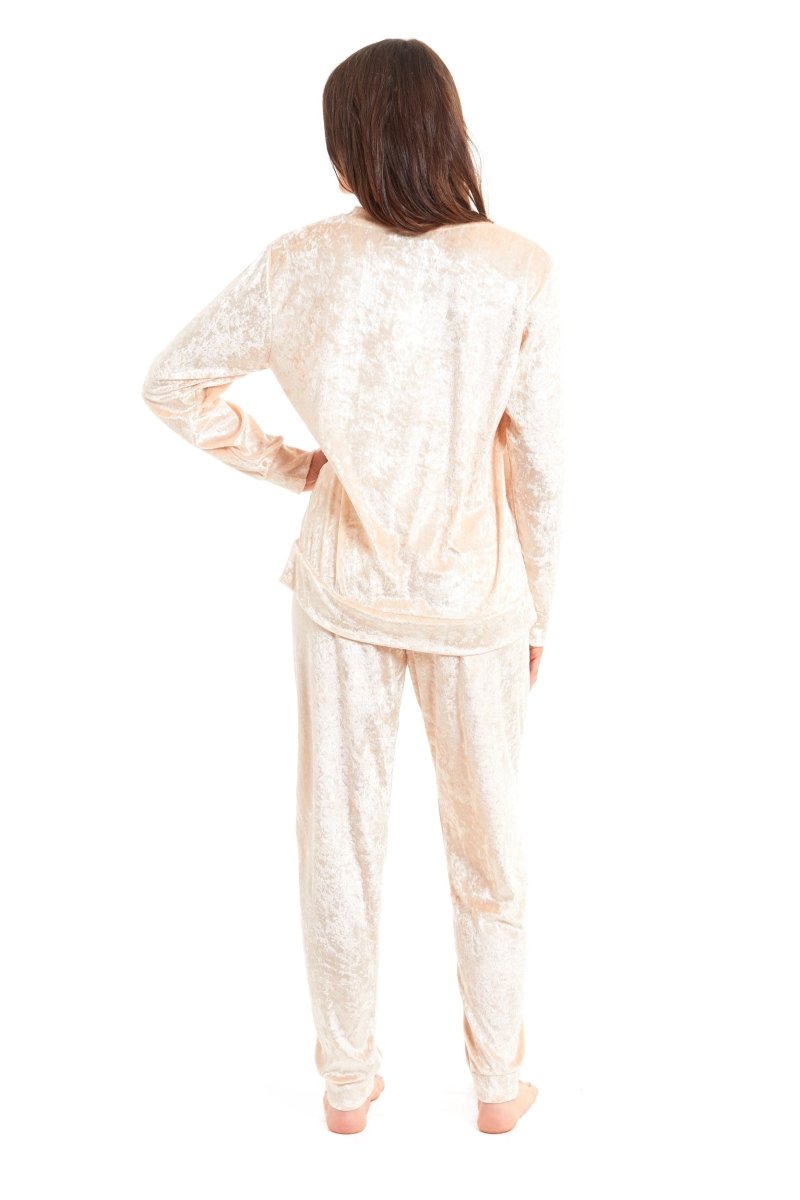 OLIVIA ROCCO Women's Crushed Velvet Pyjama Set Top And Pants Soft Loungewear In Multiple - Joe’s Haven