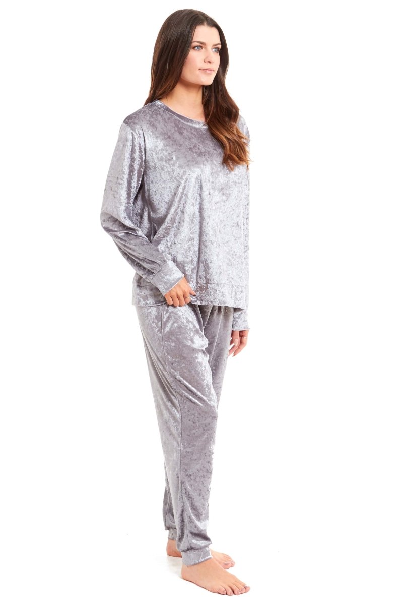OLIVIA ROCCO Women's Crushed Velvet Pyjama Set Top And Pants Soft Loungewear In Multiple - Joe’s Haven