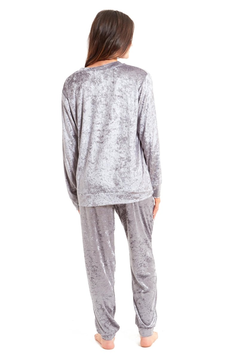 OLIVIA ROCCO Women's Crushed Velvet Pyjama Set Top And Pants Soft Loungewear In Multiple - Joe’s Haven