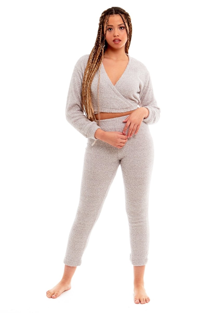 OLIVIA ROCCO Womens Teddy Fleece Loungewear Set With Wrap Top And Stretch Pants Easy - Care Super Soft Sleep Set - Joe’s Haven