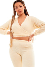 OLIVIA ROCCO Womens Teddy Fleece Loungewear Set With Wrap Top And Stretch Pants Easy - Care Super Soft Sleep Set - Joe’s Haven