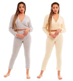 OLIVIA ROCCO Womens Teddy Fleece Loungewear Set With Wrap Top And Stretch Pants Easy - Care Super Soft Sleep Set - Joe’s Haven