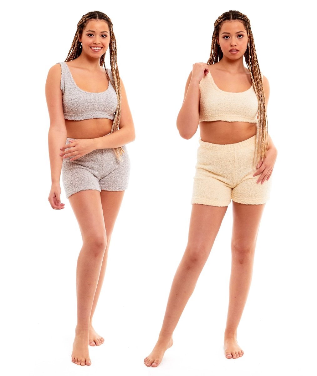OLIVIA ROCCO Womens Teddy Fleece Tank Top And Shorts Loungewear Set For All Year Comfort - Joe’s Haven