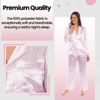 OLIVIA ROCCO Satin Silk Pyjama Set For Women With Dress Shirt Collar And Loose Fitting - Joe’s Haven