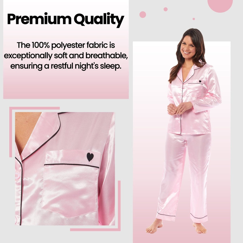 OLIVIA ROCCO Satin Silk Pyjama Set For Women With Dress Shirt Collar And Loose Fitting - Joe’s Haven