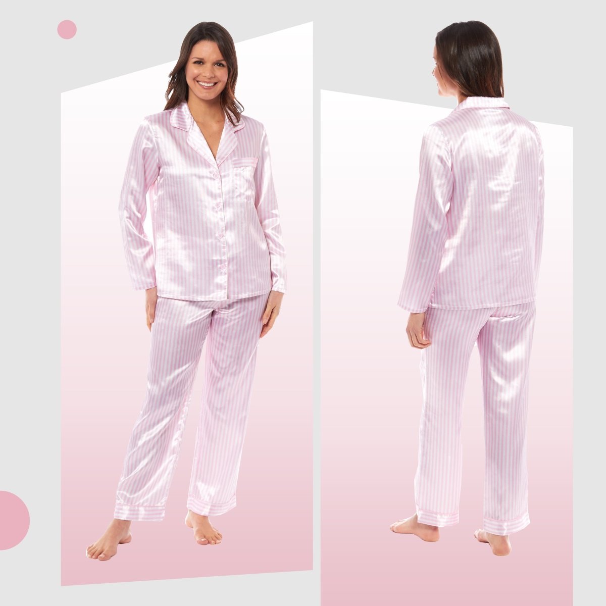OLIVIA ROCCO Satin Silk Pyjama Set For Women With Dress Shirt Collar And Loose Fitting - Joe’s Haven