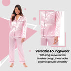 OLIVIA ROCCO Satin Silk Pyjama Set For Women With Dress Shirt Collar And Loose Fitting - Joe’s Haven